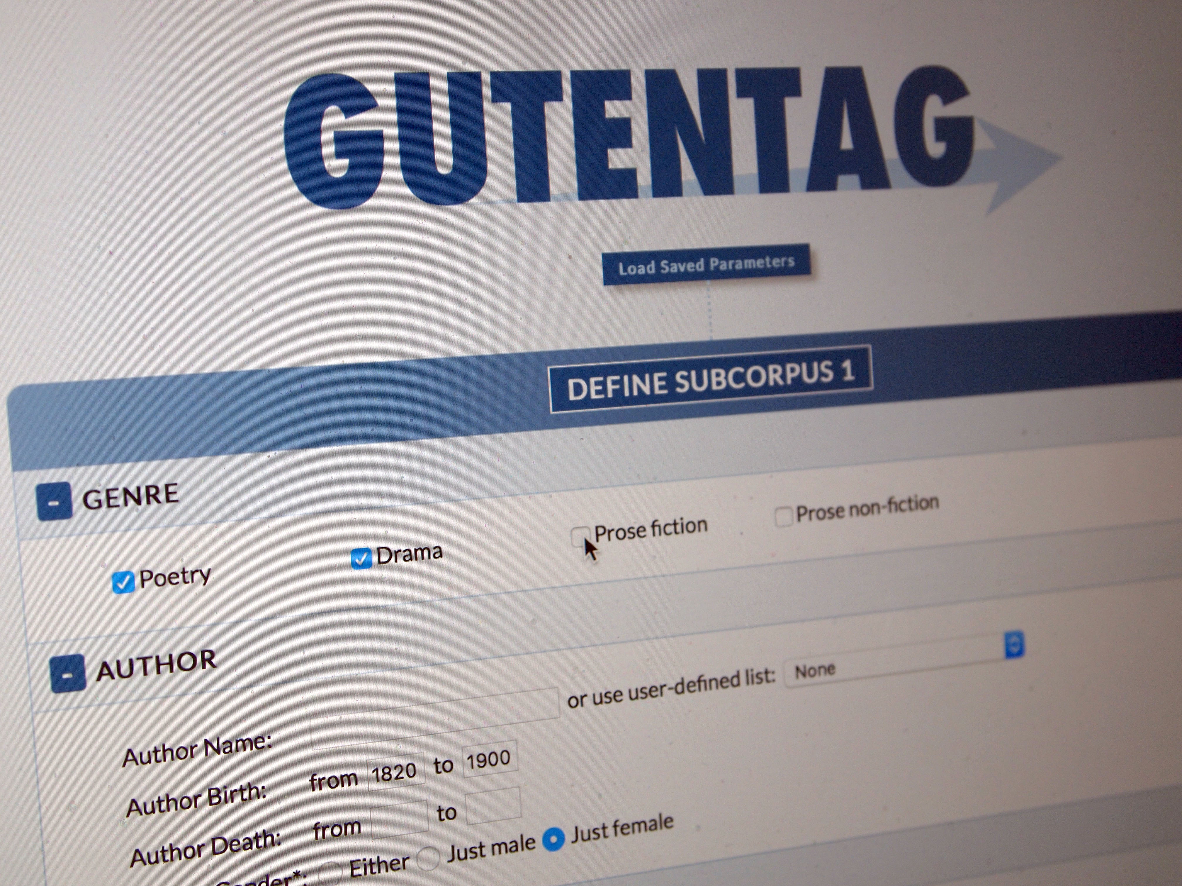 The main GutenTag interface.